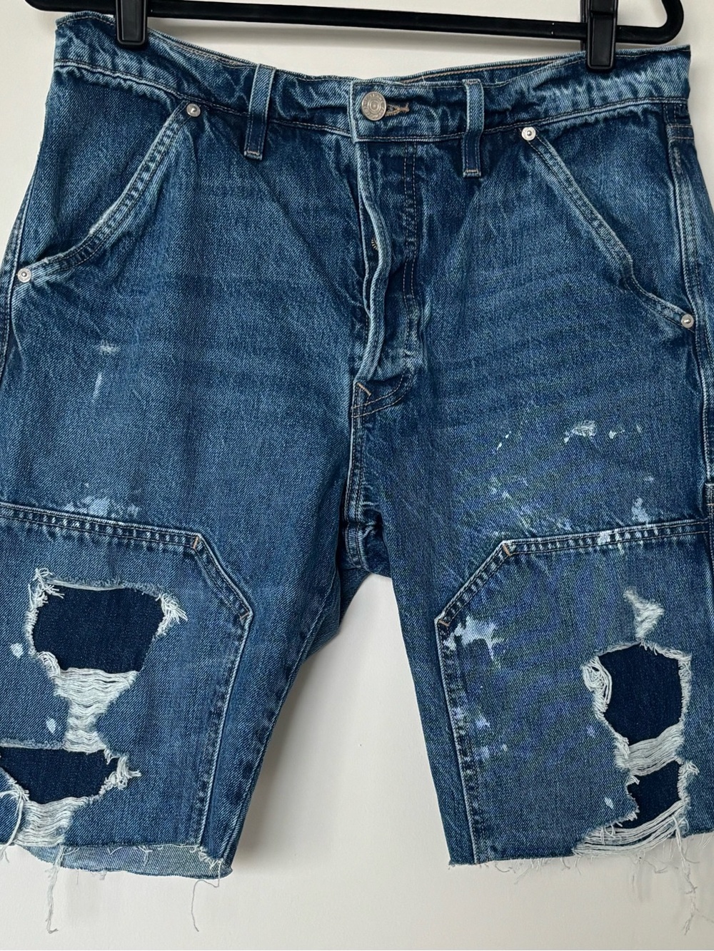 Frame Denim Women’s Distressed Blue Relaxed Jeans Shorts